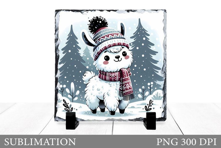 Christmas Lama Sublimation. Christmas Lama Slate Design example image 1