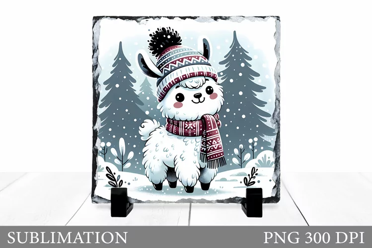 Christmas Lama Sublimation. Christmas Lama Slate Design