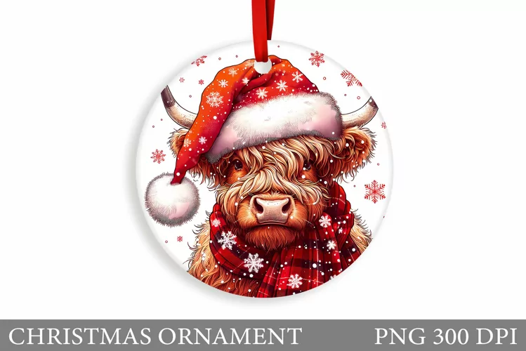 Highland Cow Christmas Ornament. Christmas Ornament Design