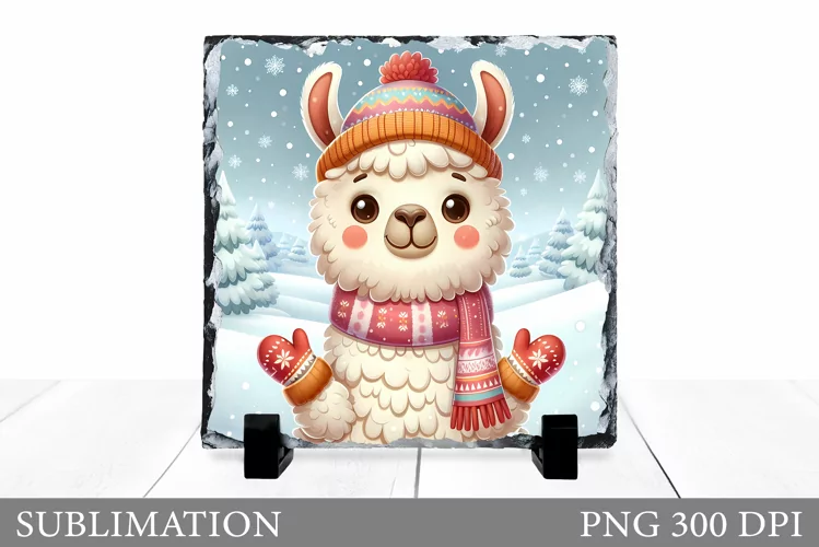 Christmas Lama Sublimation. Christmas Lama Slate Design