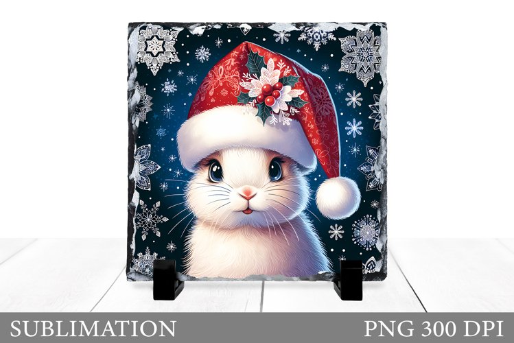 Christmas Bunny Sublimation. Christmas Bunny Slate Design example image 1