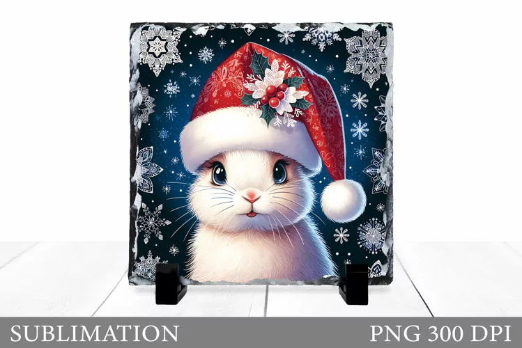Christmas Bunny Sublimation. Christmas Bunny Slate Design