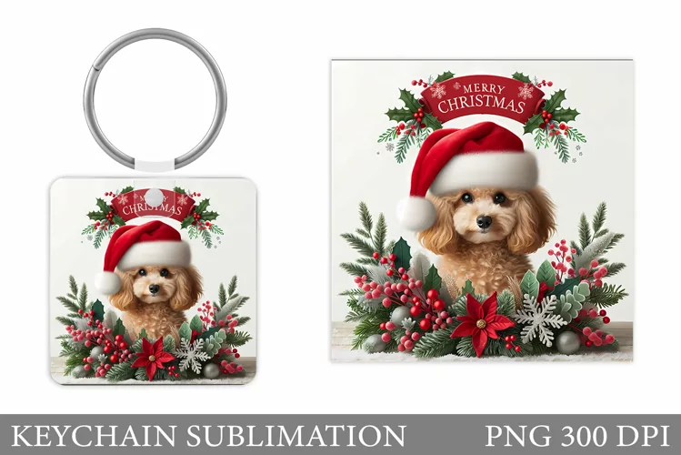 Christmas Dog Keychain. Christmas Keychain Sublimation