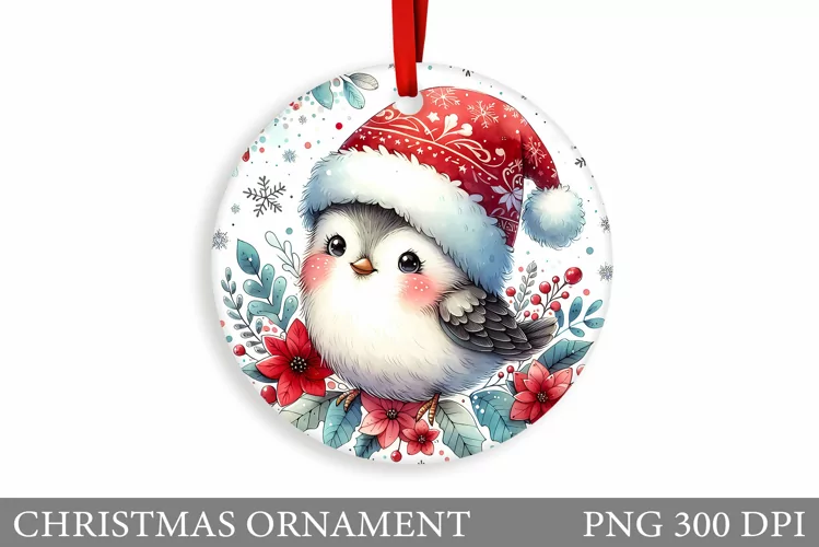 Cute Bird Christmas Ornament. Christmas Sublimation