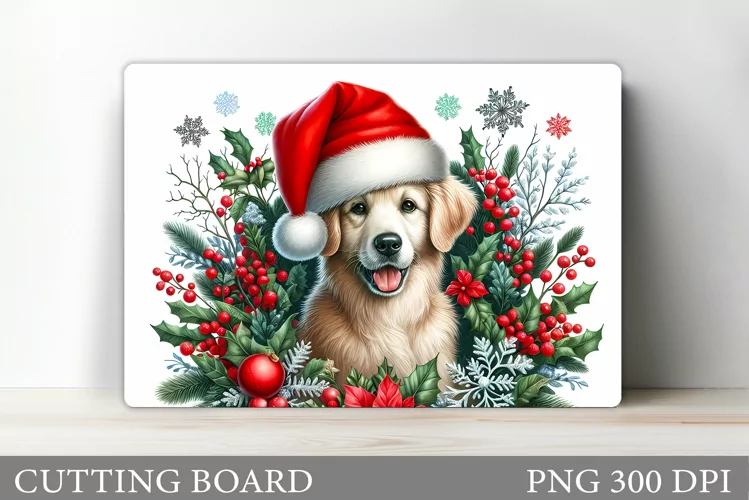 Cute Dog Cutting Board. Christmas Cutting Board Sublimation