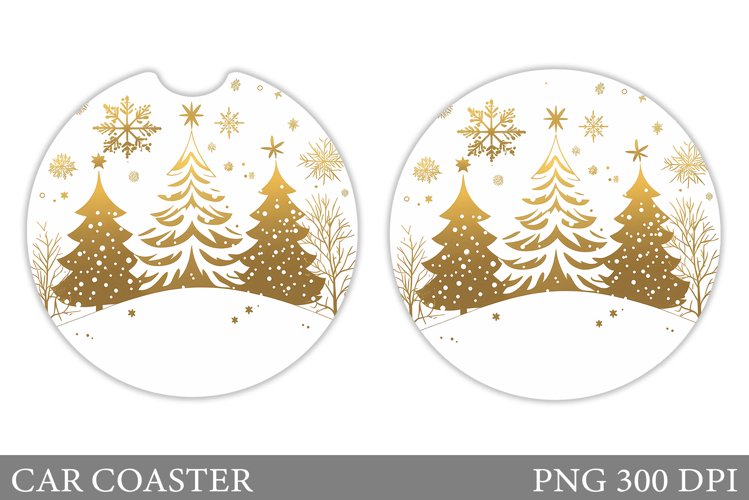 Christmas Tree Car Coaster. Christmas Coaster Sublimation example image 1