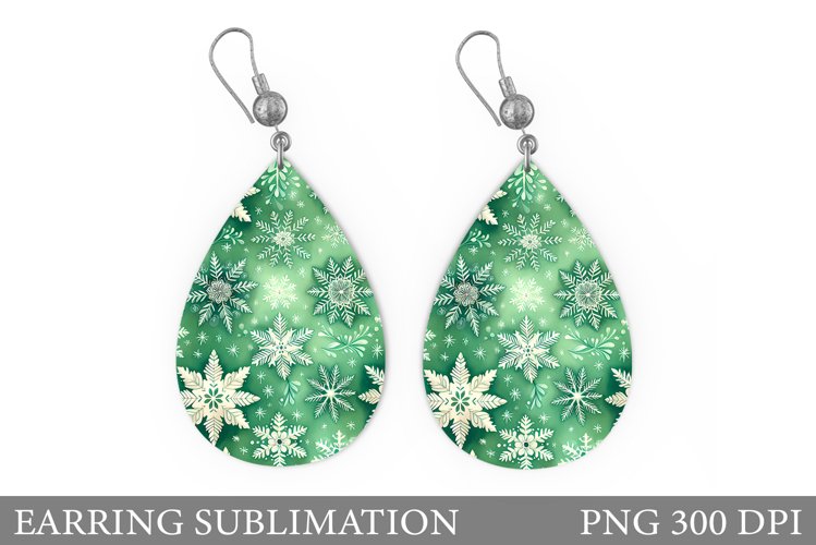 Shimmer Snowflakes Earring. Christmas Earring Sublimation example image 1