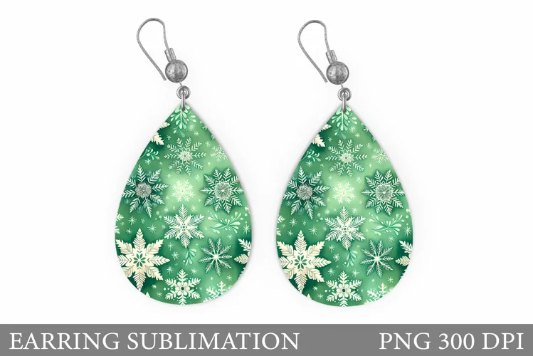 Shimmer Snowflakes Earring. Christmas Earring Sublimation