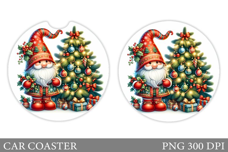 Cute Gnome Car Coaster. Christmas Car Coaster Sublimation