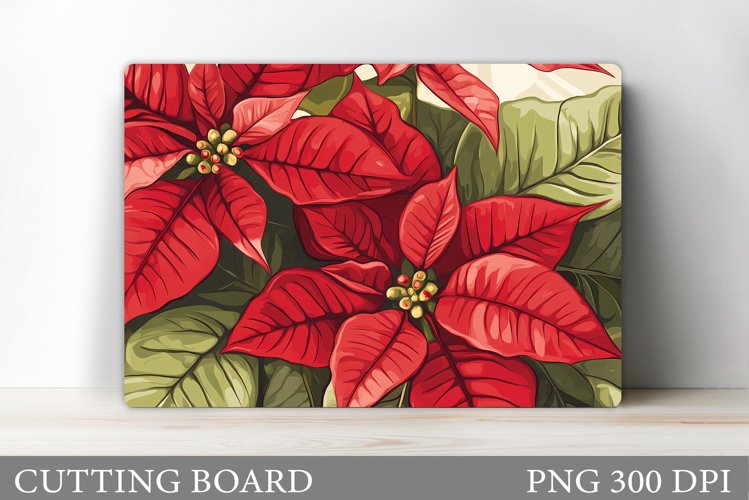 Poinsettia Cutting Board. Christmas Cutting Board Design example image 1