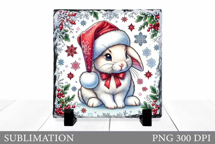 Christmas Bunny Sublimation. Christmas Bunny Slate Design