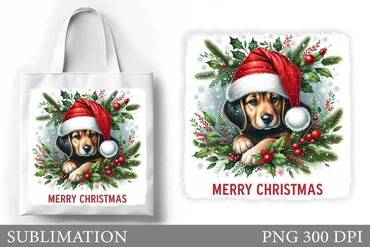 Christmas Dog Tote Bag. Christmas Tote Bag Sublimation
