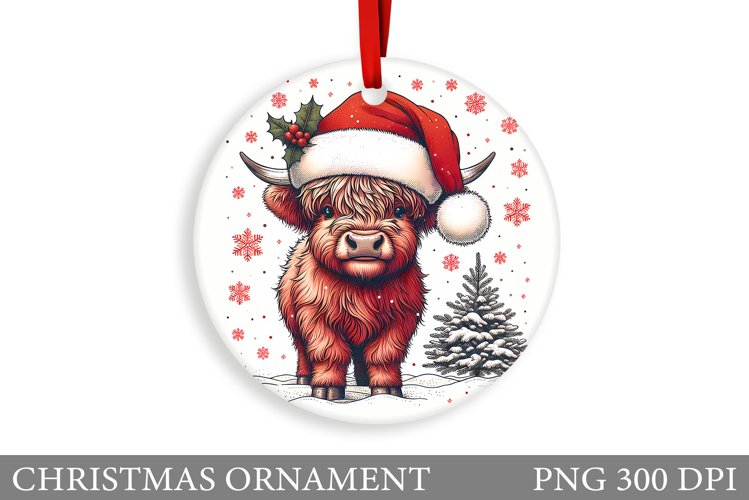 Highland Cow Christmas Ornament. Christmas Ornament Design