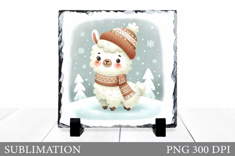 Christmas Lama Sublimation. Christmas Lama Slate Design