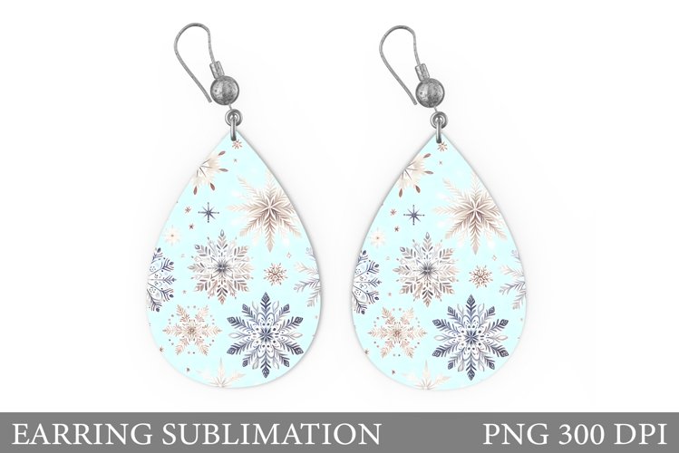 Shimmer Snowflakes Earring. Christmas Earring Sublimation example image 1