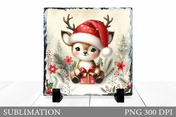Christmas Deer Sublimation. Christmas Deer Slate Design