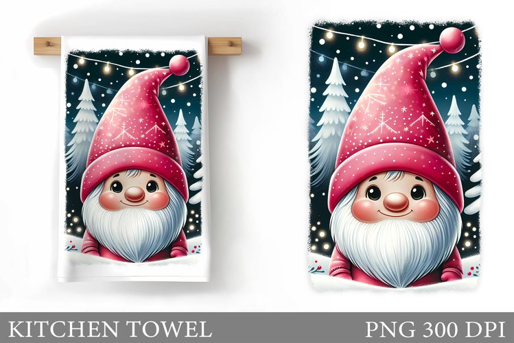 Christmas Kitchen Towel. Christmas Gnome Kitchen Towel