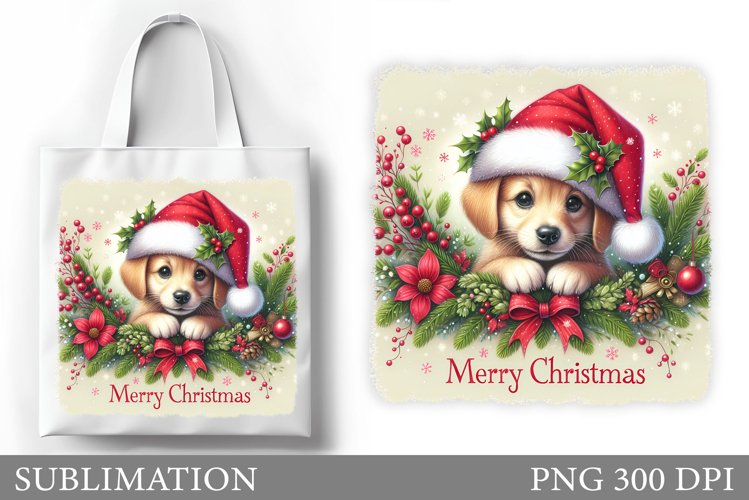 Christmas Dog Tote Bag. Christmas Tote Bag Sublimation