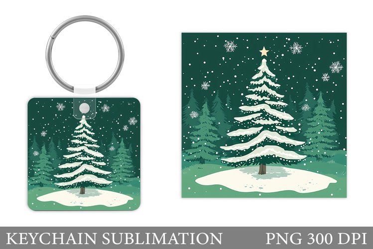 Christmas Tree Keychain. Christmas Keychain Sublimation example image 1