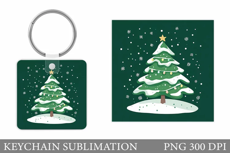 Christmas Tree Keychain. Christmas Keychain Sublimation