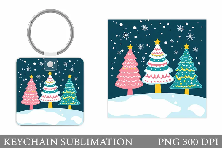 Christmas Tree Keychain. Christmas Keychain Sublimation
