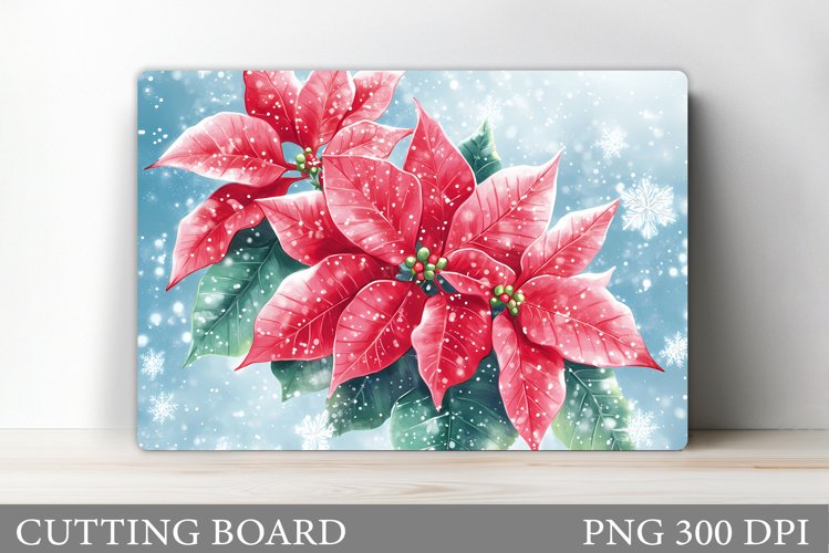 Poinsettia Cutting Board. Christmas Kitchen Cutting Board