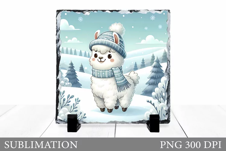 Christmas Lama Sublimation. Christmas Slate Sublimation
