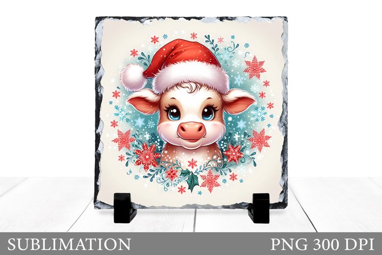 Christmas Cow Sublimation. Christmas Cow Slate Design