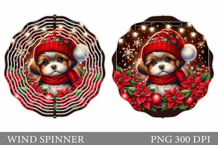 Christmas Dog Wind Spinner. Christmas Wind Spinner Design