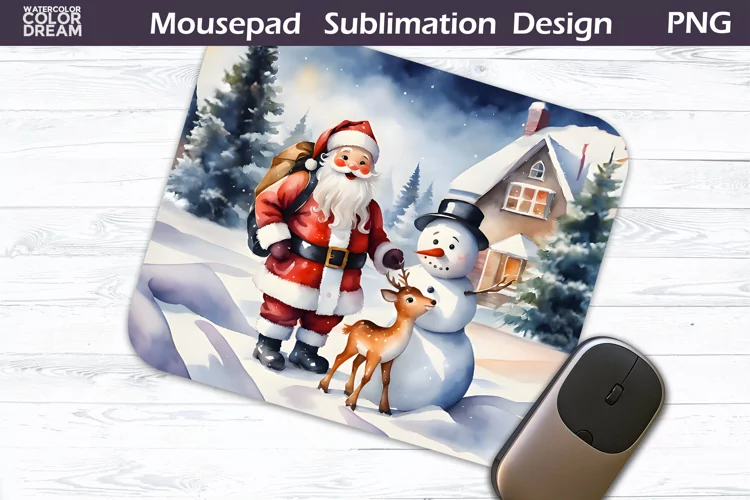 Santa Snowman Mouse Pad | Christmas MousePad Sublimation