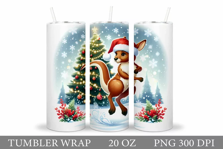 Christmas Kangaroo Tumbler. Christmas Tumbler Sublimation
