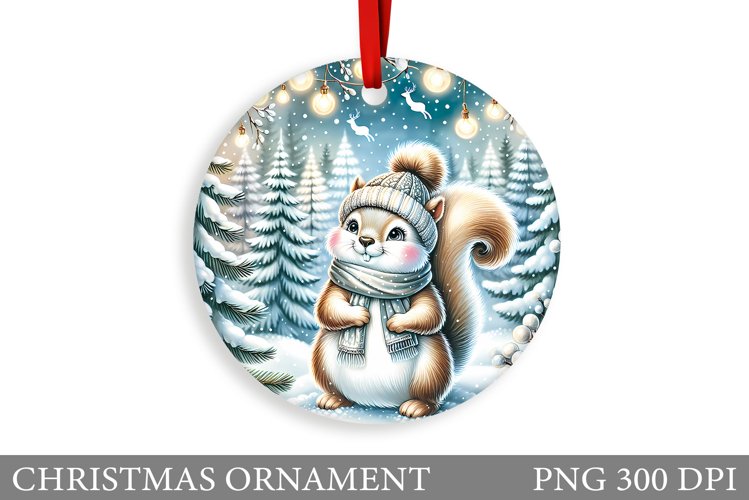 Cute Squirrel Christmas Ornament. Cute Squirrel Sublimation