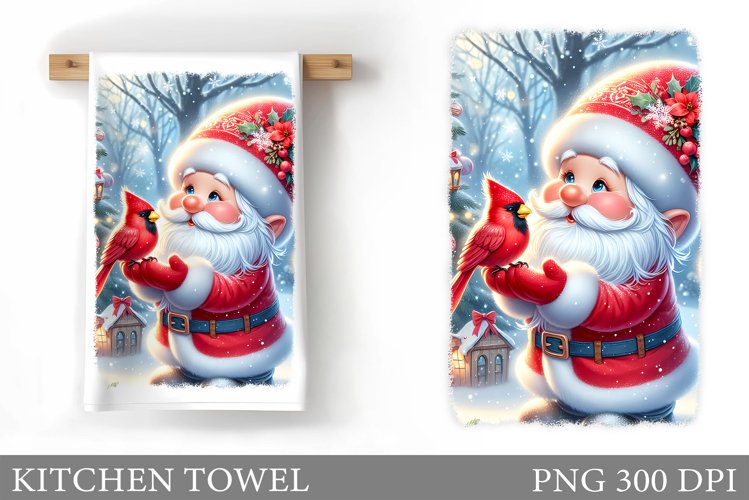 Christmas Gnome Kitchen Towel. Christmas Kitchen Towel