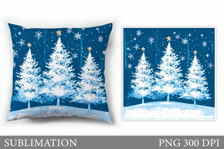 Christmas Tree Pillow Design. Christmas Pillow Sublimation