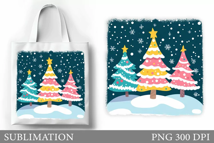 Christmas Tree Tote Bag. Christmas Tote Bag Sublimation