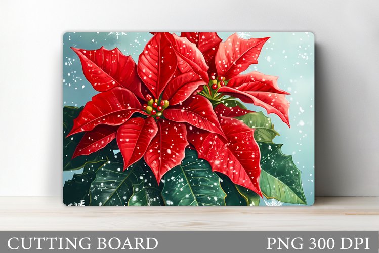 Poinsettia Cutting Board. Christmas Kitchen Cutting Board example image 1