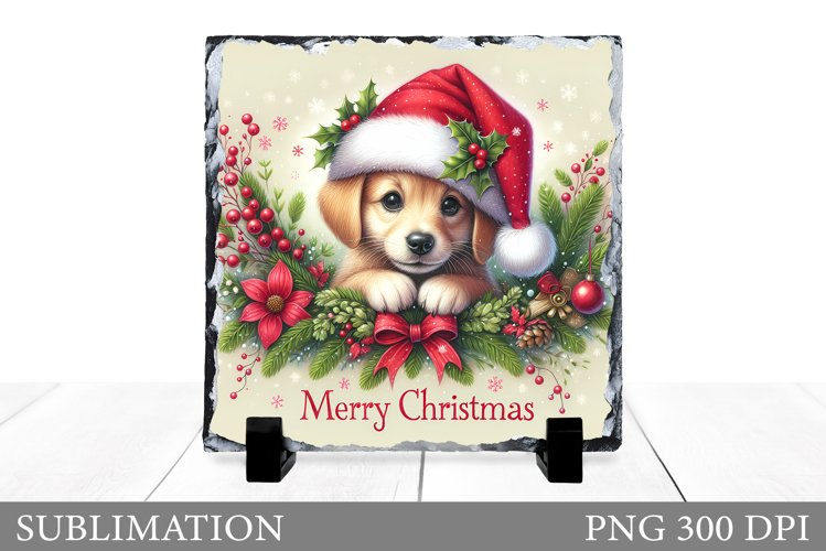 Christmas Dog Sublimation. Christmas Slate Sublimation example image 1