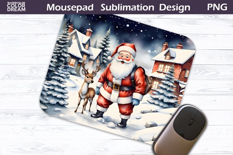 Santa Deer Mouse Pad | Christmas MousePad Sublimation