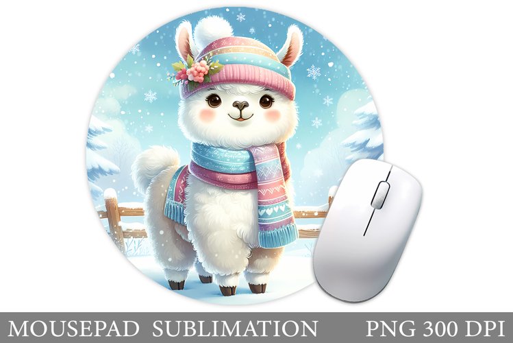 Christmas Lama Mouse Pad. Christmas Mouse Pad Sublimation example image 1