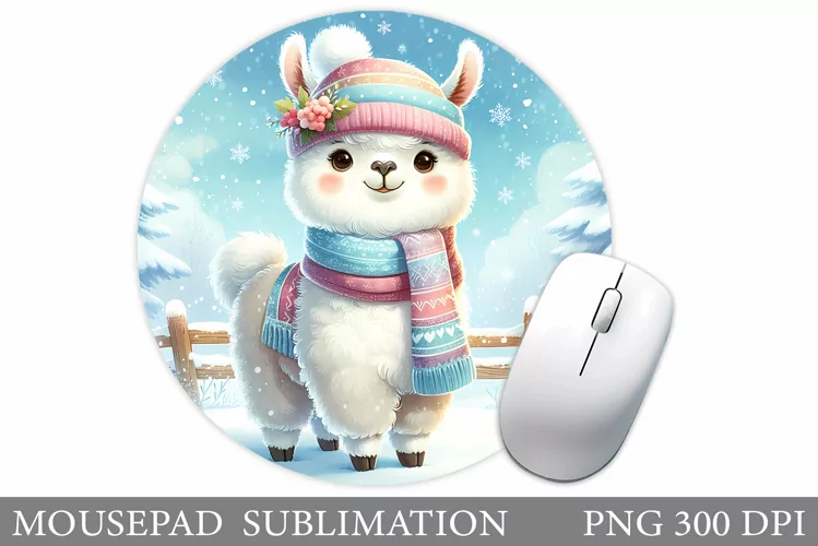 Christmas Lama Mouse Pad. Christmas Mouse Pad Sublimation