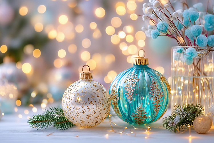 Christmas background colorful lights. High quality photo