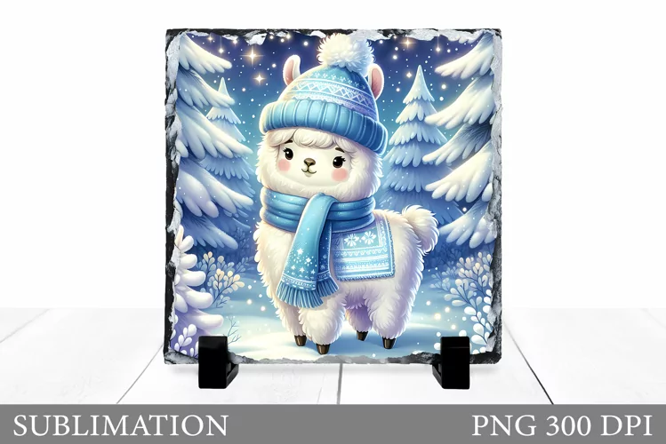 Christmas Lama Sublimation. Christmas Slate Sublimation