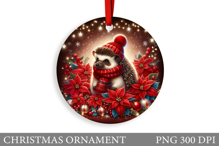 Cute Hedgehog Christmas Ornament. Cute Hedgehog Sublimation example image 1