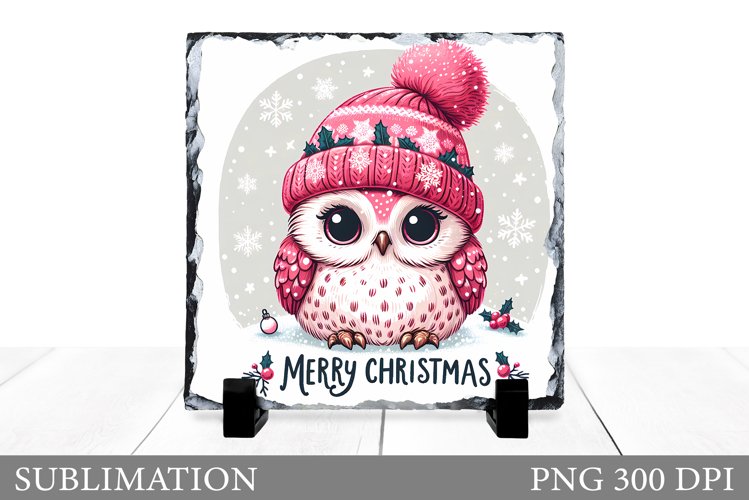 Christmas Owl Sublimation. Christmas Owl Slate Design example image 1