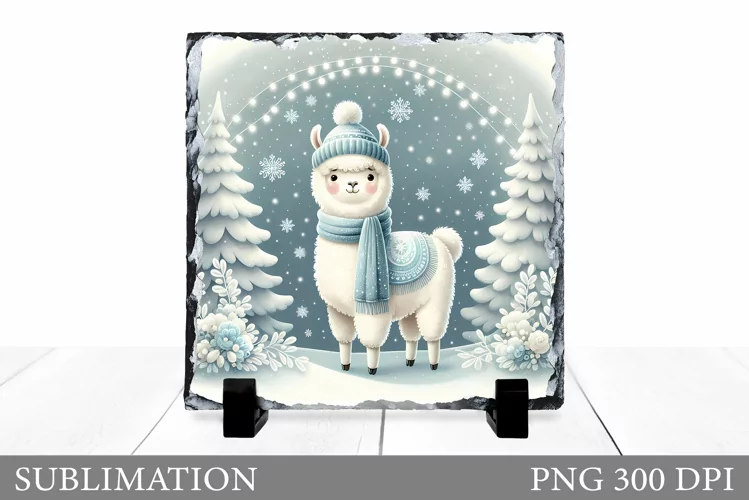 Christmas Lama Sublimation. Christmas Lama Slate Design