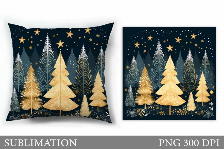 Christmas Tree Pillow Design. Christmas Pillow Sublimation