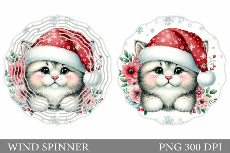 Christmas Cat Wind Spinner. Christmas Wind Spinner Design