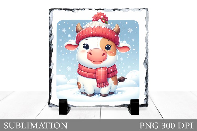 Christmas Cow Sublimation. Christmas Cow Slate Design