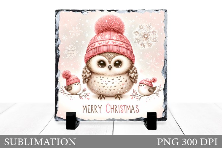 Christmas Owl Sublimation. Christmas Owl Slate Design example image 1