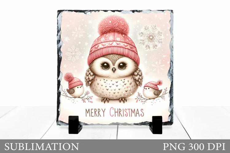 Christmas Owl Sublimation. Christmas Owl Slate Design